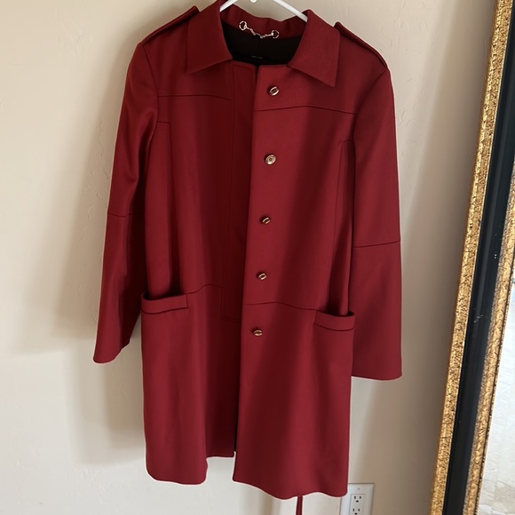 GUCCI Made in Italy Single Breasted Scarlet Red 100% Lana Wool Coat - Picture 10 of 13